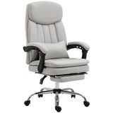 English Elm Vinsetto Microfibre Executive Massage Office Chair, Swivel Computer Desk Chair, Heated Reclining Computer Chair With Lumbar Support Pillow, Light Gray