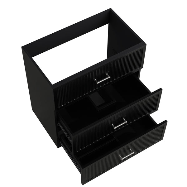 English Elm HK2305-30-WH 24" Floating Bathroom Vanity with Wall-Mount Design, Space-Saving Modern Sink Cabinet Black W1550P168215