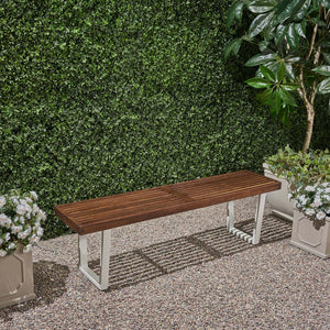 English Elm Christopher Knight Home® - Dining Bench - Acacia Wood Outdoor Seating with Sturdy Iron Legs, Rustic-Modern Patio Accent, 64" 63351.00WDBRNMP1