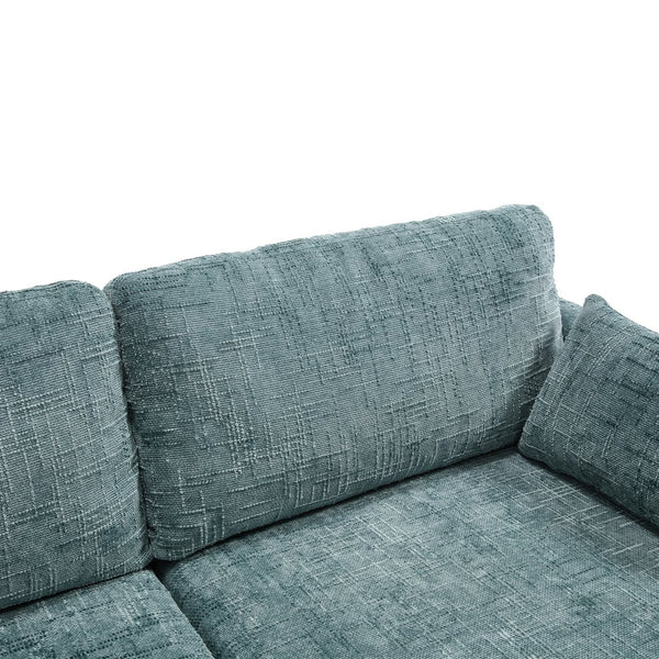 English Elm Modern chenille 2-seater sofa with LED, USB charging, storage pocket, solid wood legs, durable comfort Lake Blue W395P318545