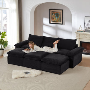 English Elm Modern Corduroy Cloud Sofa - Stylish Modular Design For Comfortable Living Rooms, Offices & Apartments W3396S00023