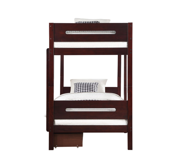 English Elm Nissa Espresso Twin/Twin Bunk Bed with Storage Drawers, Solid Wood, Safety Rails, Easy Assembly B2726S00331