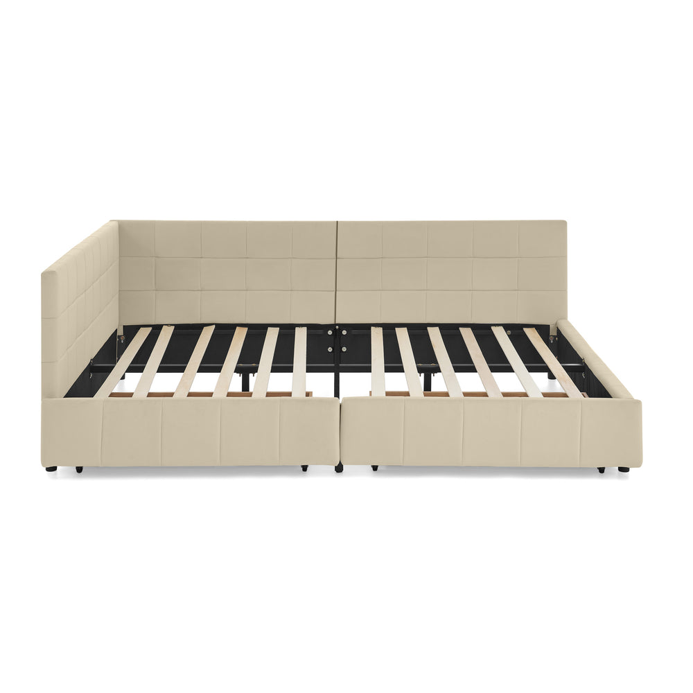 English Elm Full Size Upholstered Tufted Bed Frame With Storage, Chic Velvet Sofa Bed For Bedroom & Living Room W487S00306