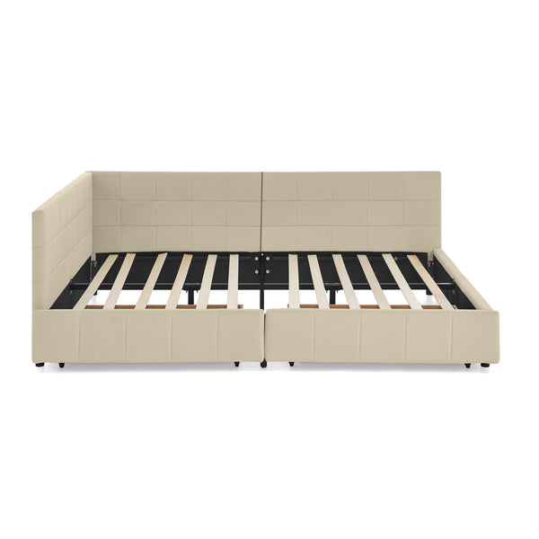 English Elm Full Size Upholstered Tufted Bed Frame With Storage, Chic Velvet Sofa Bed For Bedroom & Living Room W487S00306