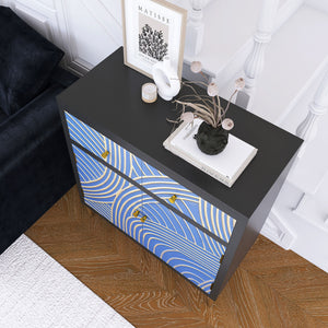 English Elm Accent Modern Storage Cabinet with 2 Doors, 1 Drawer, Adjustable Shelf, MDF Black/Blue Finish — Versatile Decor Organizer W716P197967