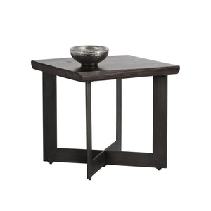 Sunpan Marley Side Table - Rustic Acacia Wood Top with Antique Gunmetal Base for Industrial Charm