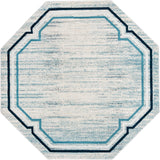 Unique Loom Oasis Fountain Machine Made Border Rug Blue, Ivory/Navy Blue/Gray 7' 0" x 7' 0"