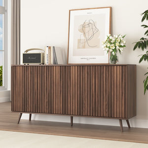 English Elm Sideboard Walnut Credenza with Hexagonal Doors and Adjustable Shelves for Dining Areas W409P327406