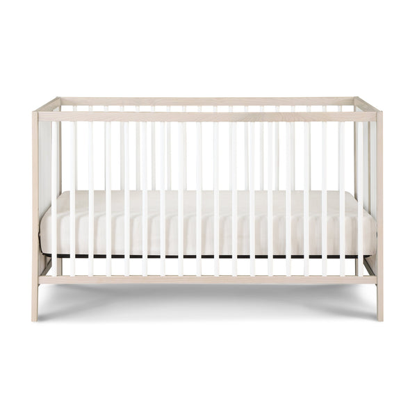 English Elm Pixie Finn 3-in-1 Convertible Crib with Island Design, Solid Wood, Low Profile, 3 Mattress Heights Natural+White B022P204872