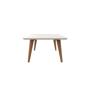 English Elm Utopia 40" Coffee Table with Lacquered Rectangular Top and Solid Wood Splayed Legs for Style and Durability Off White B365P398083
