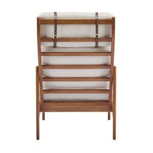 English Elm Christopher Knight Home® - Mid Century Modern Accent Armchair - Solid Wood Frame, High Back Beige Cushion, Stylish & Durable N767P298391B