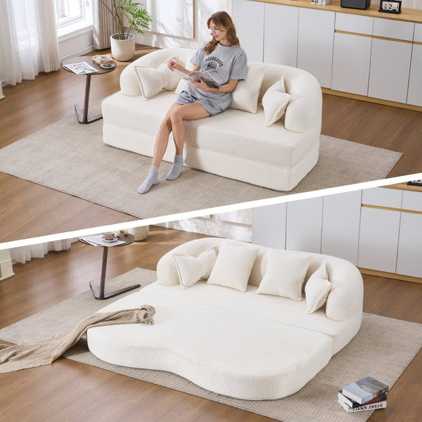 English Elm 2-in-1 Foldable Chenille Sleeper Sofa Compact Convertible Loveseat for Modern Living W2231P392100