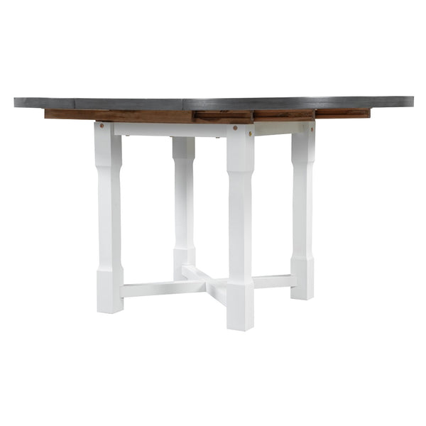 English Elm Trexm Farmhouse Round Extendable Dining Set Birch Veneer Table Upholstered Chairs ST000139AAE