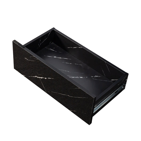 English Elm 14.57IN Modern LED Coffee Table with 20-Mode Remote Lighting, 2 Drawers, Open Shelves, Durable Wood Finish W331P264716