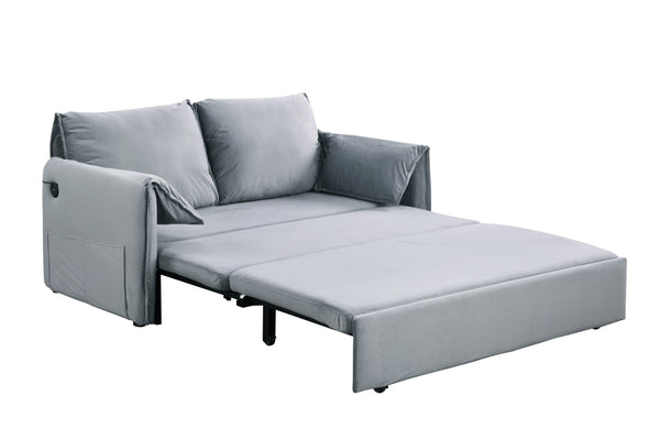 English Elm 3 In 1 Sleeper Sofa Couch Bed - Stylish Grey Velvet, Space-Saving Design, Versatile For Small Areas W1420P225081