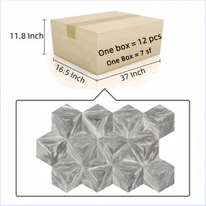 English Elm Hexagon Carrara Marble Tiles - Gray Honed Natural Stone For Elegant Walls & Floors, 12 Pcs Box W1696P262338