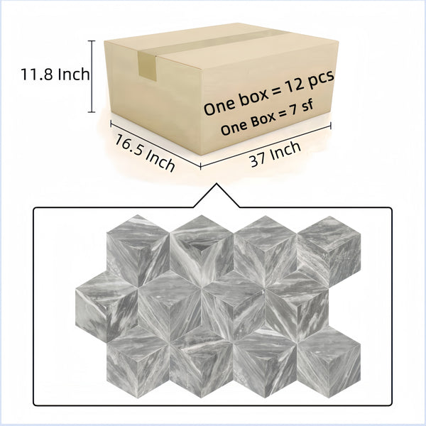 English Elm Hexagon Carrara Marble Tiles - Gray Honed Natural Stone For Elegant Walls & Floors, 12 Pcs Box W1696P262338