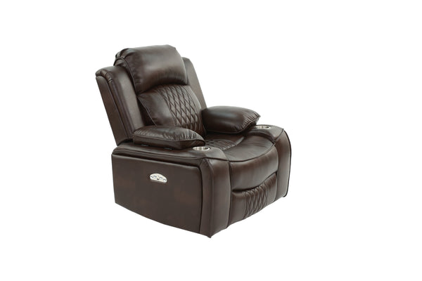 English Elm Power Motion Recliner Chair with USB Cup Holders Wireless Charging Gel Leatherette Brown Comfort B011P205591