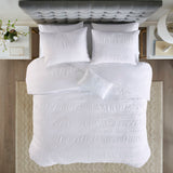 Madison Park Nicolette Casual 4 Piece Cotton Seersucker Duvet Cover Set MP12-4397 White