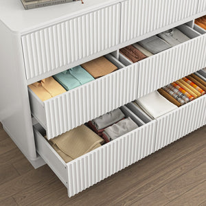 English Elm 9 Drawer Mid Century Wood Dresser Low Profile Matte Finish Bedroom Storage Cabinet White W409S00013