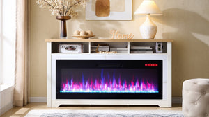 English Elm 70 Inch Faux Marble Electric Fireplace Tv Stand with Smart 3d Flame Media Console W1769S00013