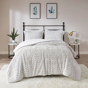 English Elm Full/Queen Adelyn Ultra Plush Down Alternative Comforter Set – Chevron Faux Fur, OEKO‑TEX, Cozy Washable Luxury B03597018