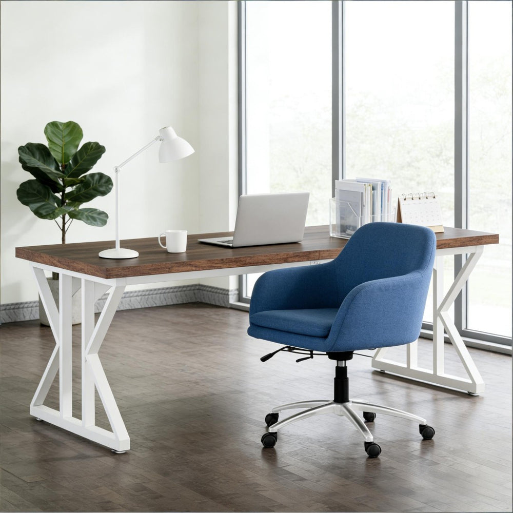English Elm Computer Desk Two Person Wood Grain Workstation with Drawers for Shared Home Office T3971P450878