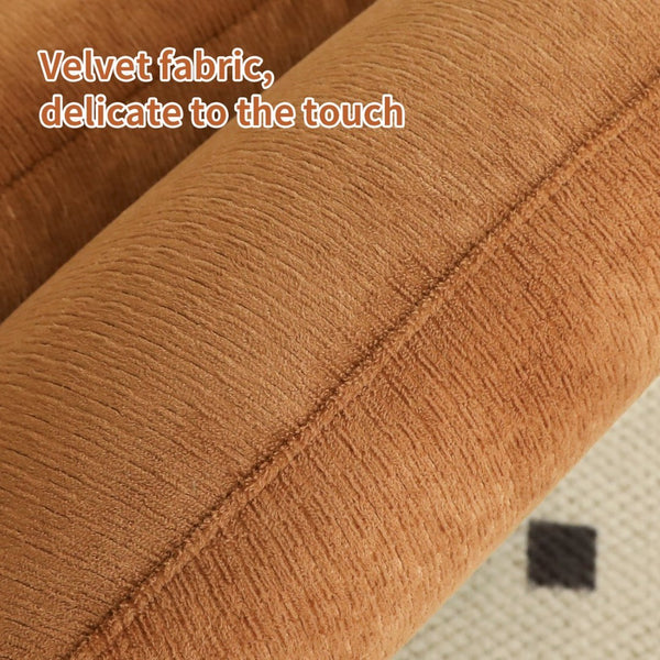 English Elm Cute Barrel Velvet Accent Chair Armless Solid Wood Legs Cozy Reading Nook Seat Caramel W2105P412977