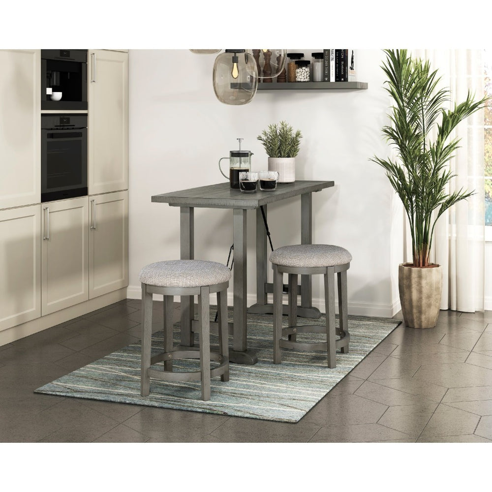 English Elm Anab Set of 2 Counter Stools Round Foam Cushion Gray Wood Frame Kitchen Bar B056P417031