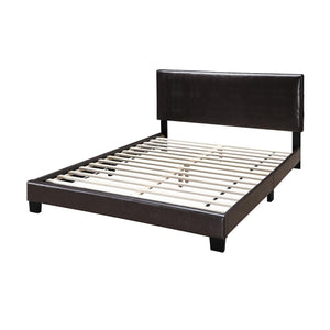 English Elm Modern Faux Leather Upholstered Bed Queen Size with Adjustable Headboard, Low-Profile Slat Support Frame, Sleek Contemporary Design Brown,Espresso 61 L x 31 W x 4 H B011P395416