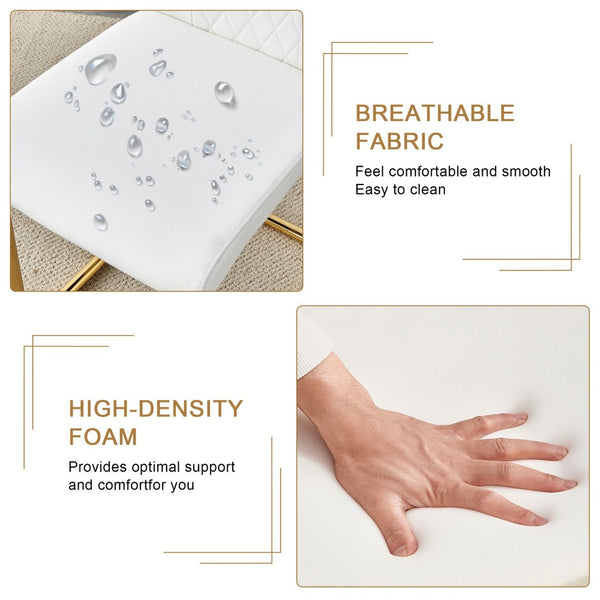 English Elm Table And Chair Set - Luxurious 71" Pandora Glass Top With Gold C-Shaped Legs & 8 White Pu Chairs W1151S03228-GIGA