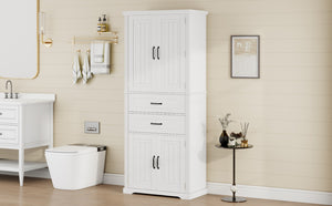 English Elm [video] Floor to Ceiling Matte Storage Cabinet with Drawers Shelves and Adjustable Interior White N759P407762K
