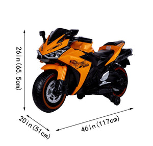 English Elm Electric 12v Kids Ride on Motorcycle with Led Wheels Bluetooth and Training Orange W1760P195133