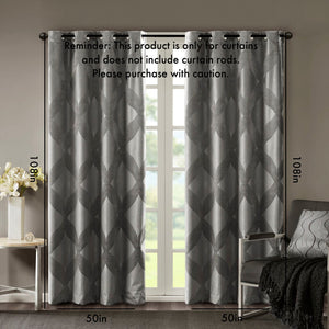 English Elm Ogee Knitted Jacquard Blackout Curtain Panel - Luxurious Privacy, Noise Reduction & Energy Savings B03599797