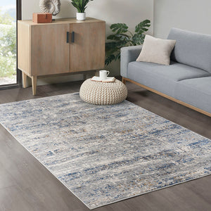 Madison Park Harley Modern/Contemporary Abstract Area Rug MP35-7583 Blue/Cream