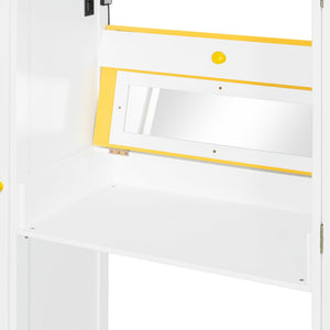 English Elm Full Size Teen Loft Bed with Staircase Shelves Wardrobe Vanity and Led Lighting LT000276AAL