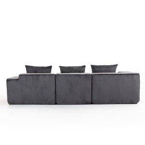 English Elm Modular Corduroy Sectional with Deep Foam Seating Low Profile Living Room Couch W3326S00013