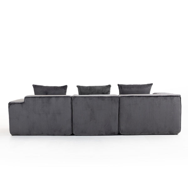 English Elm Modular Corduroy Sectional with Deep Foam Seating Low Profile Living Room Couch W3326S00013