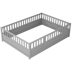 English Elm Full Montessori Floor Bed Frame For Kids - Secure, Low-Profile Design In Gray For Safe Play & Sleep W1858P164934