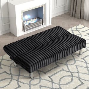 English Elm Contemporary Microfiber Futon Sofa Converts to Bed with Chrome Legs, Compact Space-Saving Design, Durable Upholstery Black 67 L x 41 W x 9 H B2741P363842