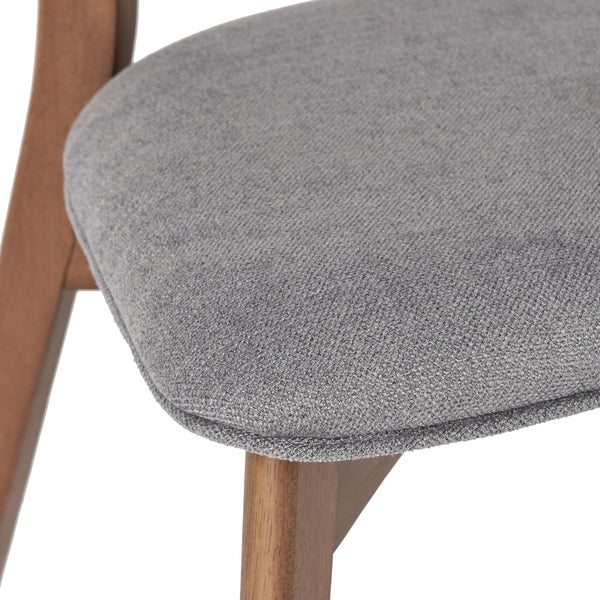 English Elm Christopher Knight Home® - Caleb Mid Century Fabric Dining Chair with Curved Cushioned Back and Solid Rubberwood Legs, Plush Upholstery for Long-Lasting Comfort DARK GREY 61760.00DGY