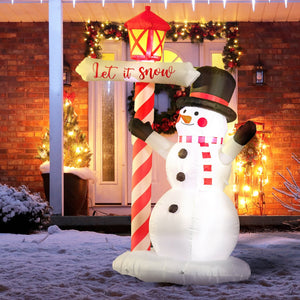 English Elm Homcom 7Ft Inflatable Snowman With Led Street Light - Cheerful Holiday Outdoor Decor For Easy Display W2225P229258