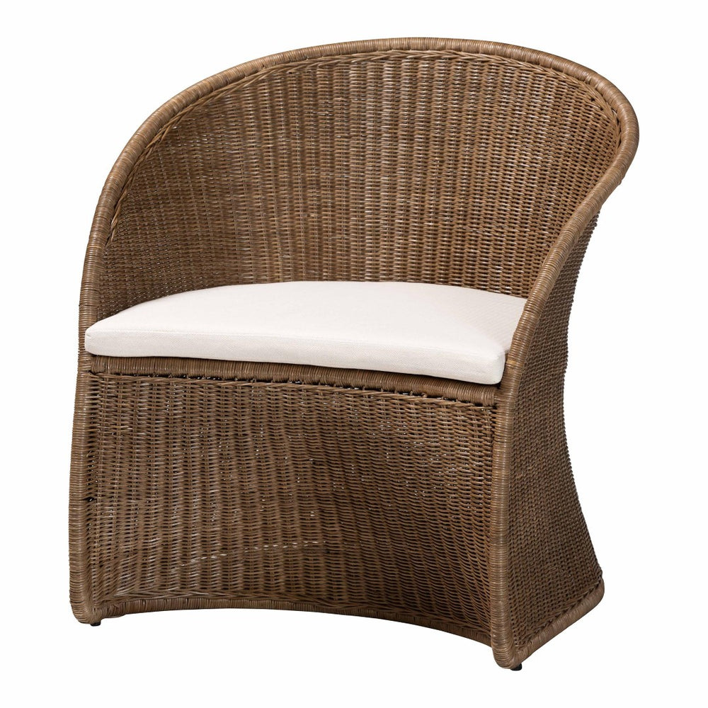 English Elm Bohemian Greywashed Rattan Accent Chair Sculptural Woven Base Boho Living Room Seat B2750P467811