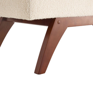 English Elm COOLMORE Teddy fabric storage bench with solid wood feet, hidden compartment for tidy bedroom organization Beige W1539P242728