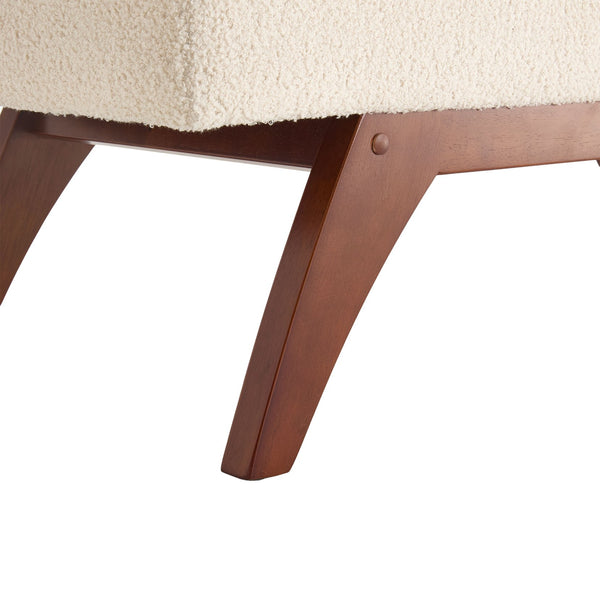 English Elm COOLMORE Teddy fabric storage bench with solid wood feet, hidden compartment for tidy bedroom organization Beige W1539P242728