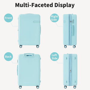 English Elm 4 Piece Hard Shell Abs Luggage Set with Spinner Wheels Tsa Lock and Packing Cubes Light Blue N732P197378N