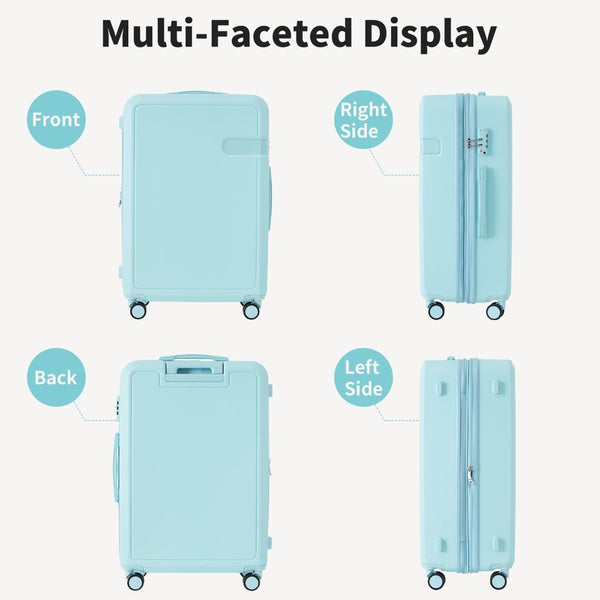 English Elm 4 Piece Hard Shell Abs Luggage Set with Spinner Wheels Tsa Lock and Packing Cubes Light Blue N732P197378N