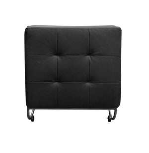 English Elm Senon Adjustable Black Faux Leather Futon Chair with Metal Frame, Casters & Fold-Out Bed, 220lb Capacity B2726P339284