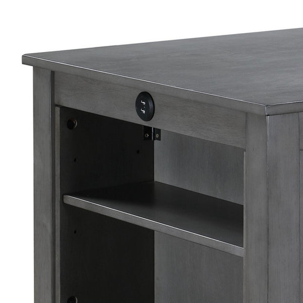 English Elm Ham Counter Height Dining Table with Usb Charging Open Shelf for Kitchen Nooks Gray B056P416890