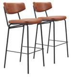 Charon Barstool - Set of 2 Vintage Brown 110260 Zuo Modern